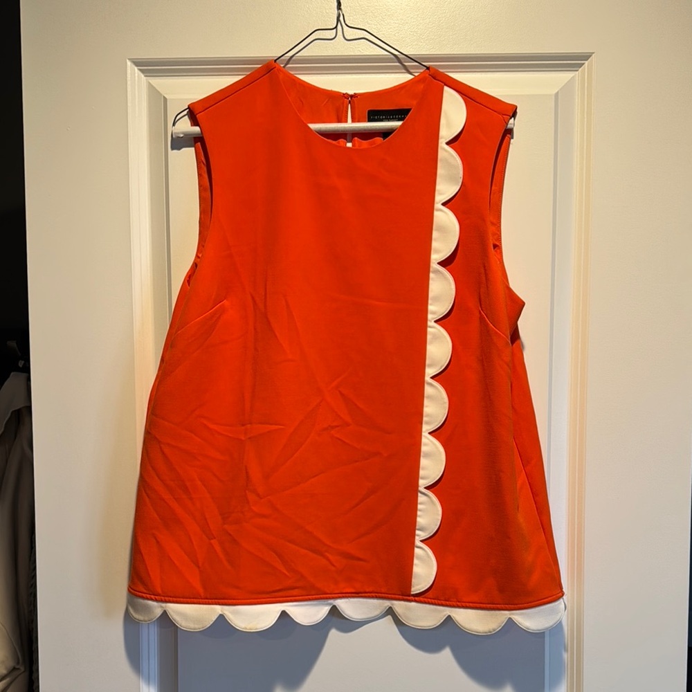 Orange Sleeveless Top with Scallop Trim